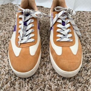 Chelsea & Violet Tan, Cream, and Purple Men's Sneakers